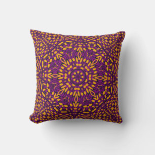 Orange Lila Schwarzes Modernes Kaleidoskop-Kissen Kissen