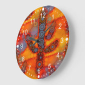 Orange Lila Südwest Saguaro Cactus Mosaic Große Wanduhr (Winkel)
