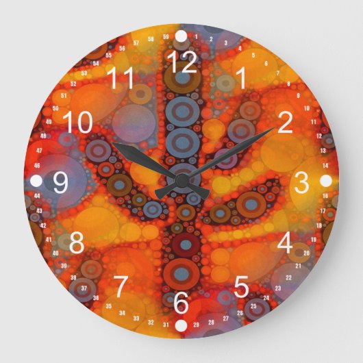 Orange Lila Südwest Saguaro Cactus Mosaic Große Wanduhr (Vorderseite)
