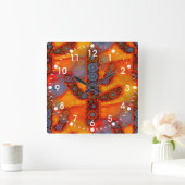 Orange Lila Südwest Saguaro Cactus Mosaic Quadratische Wanduhr (Zuhause)