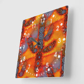 Orange Lila Südwest Saguaro Cactus Mosaic Quadratische Wanduhr (Winkel)