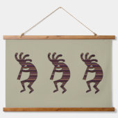 Orange Lila Tan Black Southwest Kokopelli Wandteppich Mit Holzrahmen (Vorne)
