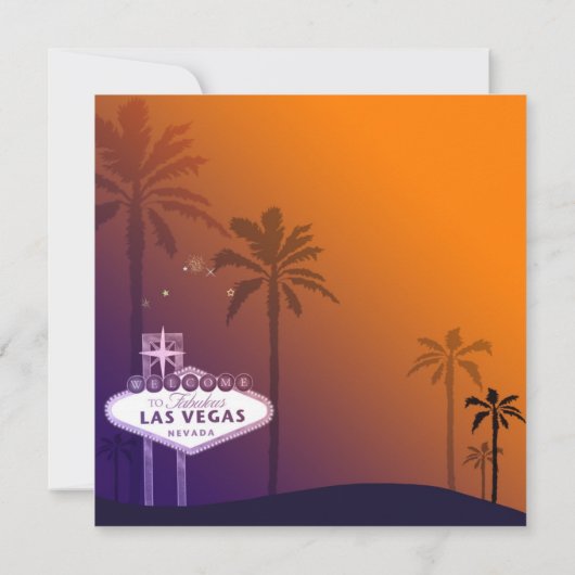 Orange & Lila Twilight Las Vegas Wedding Einladung (Rückseite)