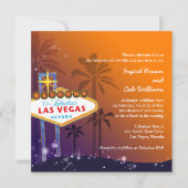 Orange & Lila Twilight Las Vegas Wedding Einladung (Vorderseite)