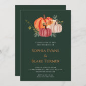 Orange Lila und weiße Pumpkin Grüne Hochzeit Einladung (Vorne/Hinten)