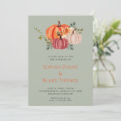 Orange Lila und weiße Pumpkin Grüne Hochzeit Einladung (Stehend Vorderseite)