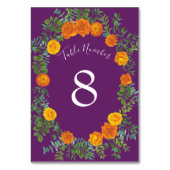 Orange Lila Wedding Rose Floral Tischnummer (Vorderseite)