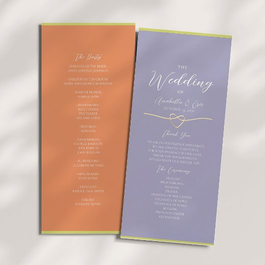 Orange Lila Zitrus Grün Hochzeitsprogramm