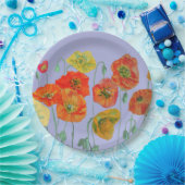 Orange Lilac Lila Poppy Blume Blumenmuster Pappteller (Party)