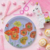 Orange Lilac Lila Poppy Blume Blumenmuster Pappteller (Party)