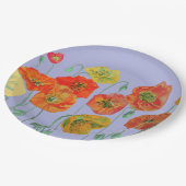 Orange Lilac Lila Poppy Blume Blumenmuster Pappteller (Schrägansicht)