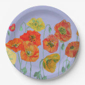 Orange Lilac Lila Poppy Blume Blumenmuster Pappteller (Vorderseite)