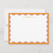 Orange & Lilac Wavy Frame Note Card with Striped E Einladung (Vorderseite)