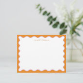 Orange & Lilac Wavy Frame Note Card with Striped E Einladung (Stehend Vorderseite)