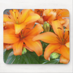 Orange Lilien-Blumen Mousepad