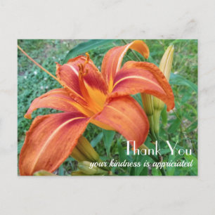 Orange-Lilien-Blumengeschenk Danke Postkarte
