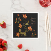 Orange Lilien Blumenmuster Schwarze Napkins Serviette (Beispiel)