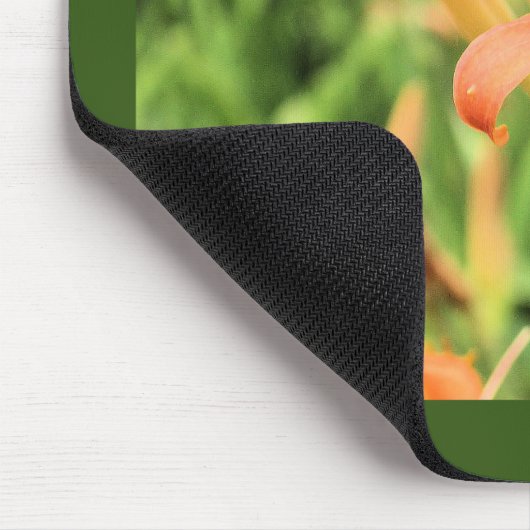 Orange Lilies Dark Green Border Mousepad (Ecke)