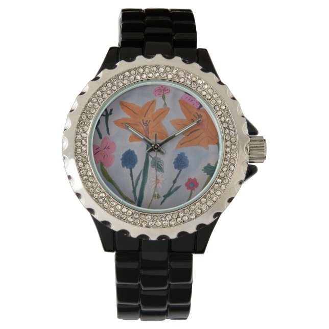 Orange Lilies Watch Armbanduhr (Vorderseite)