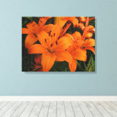Orange Lilies Wrapped Canvas Leinwanddruck (Insitu (Holzboden))