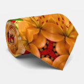 Orange Lilium Pattern Krawatte (Gerollt)