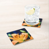 Orange Lilly Blume Blosso Rechteckiger Pappuntersetzer (Vor Ort)