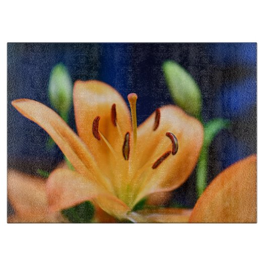 Orange Lilly Blume Blosso Schneidebrett (Vorderseite)