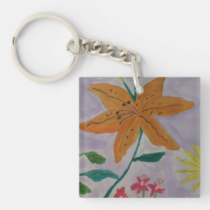 Orange Lily Acrylic Schlüsselring