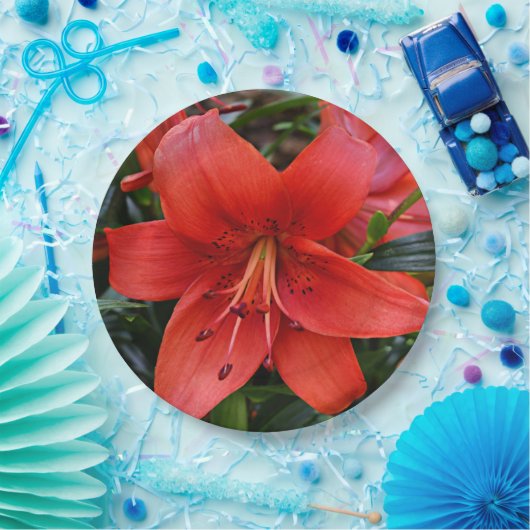Orange Lily Bloom Floral Pappteller (Party)