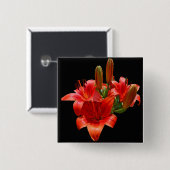 Orange Lily Blossoms Button (Vorne & Hinten)