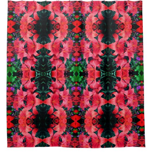 Orange Lily Blume Abstrakt Art Pattern Duschvorhang (Vorderseite)