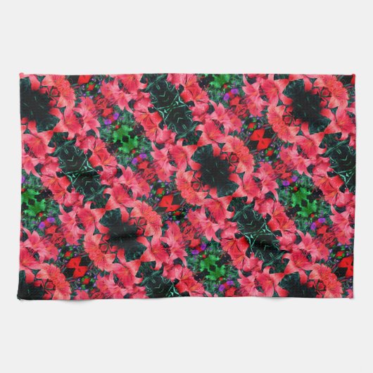 Orange Lily Blume Abstrakt Art Pattern Geschirrtuch (Horizontal)
