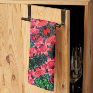 Orange Lily Blume Abstrakt Art Pattern Geschirrtuch