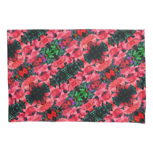 Orange Lily Blume Abstrakt Art Pattern Kissenbezug (Vorderseite)