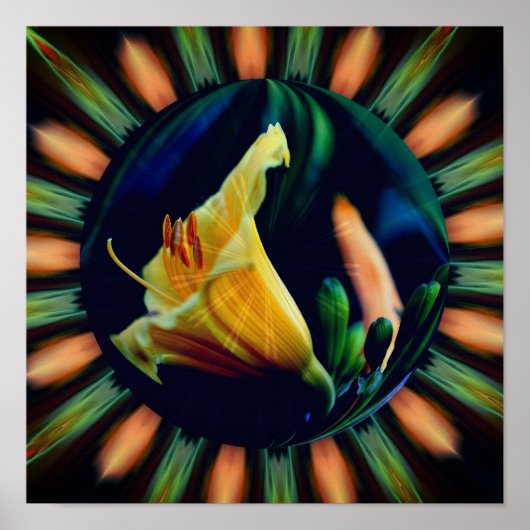 Orange Lily Blume Abstrakte Kunst Poster (Vorne)
