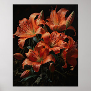Orange Lily Blume Art Print Poster