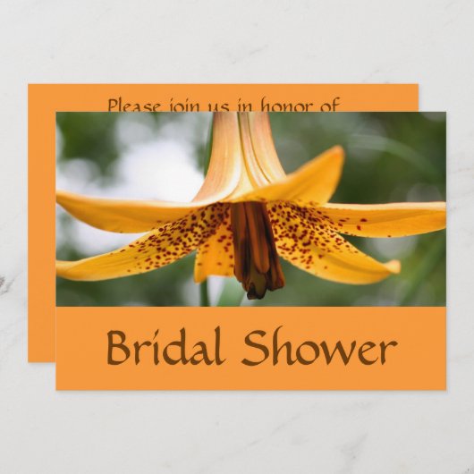 Orange Lily Blume Dusche Einladung (Vorne/Hinten)