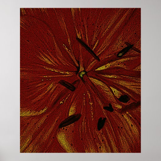 Orange Lily Blume Moderne Kunst abstrakte Kunst Poster (Vorne)