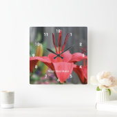 Orange Lily Blume Nature Quadratische Wanduhr (Zuhause)