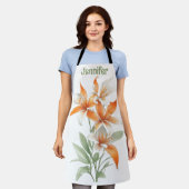 Orange Lily Blume Personalisiert Schürze (Getragen)