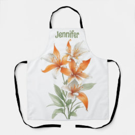 Orange Lily Blume Personalisiert Schürze