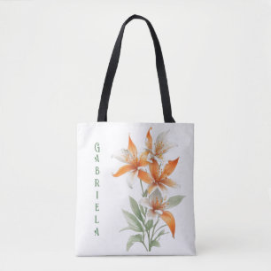 Orange Lily Blume Personalisiert Tasche