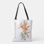 Orange Lily Blume Personalisiert Tasche (Rückseite)