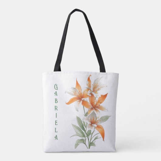 Orange Lily Blume Personalisiert Tasche (Rückseite)
