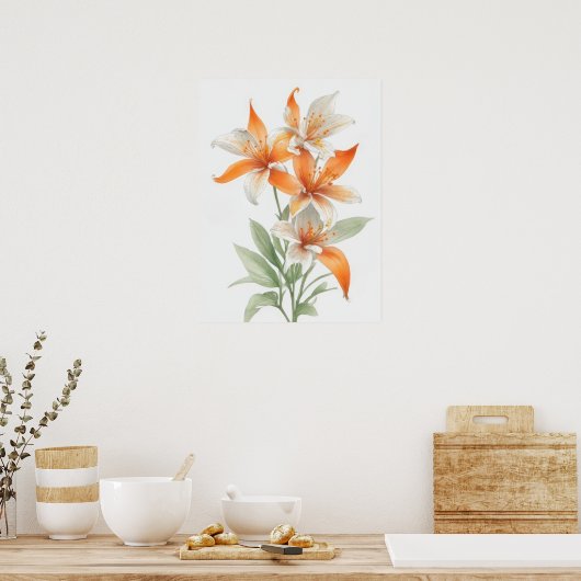 Orange Lily Blume Poster (Küche)