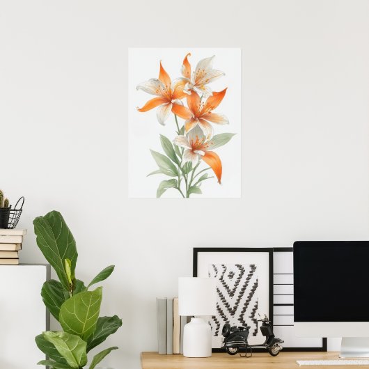 Orange Lily Blume Poster (Heimbüro)