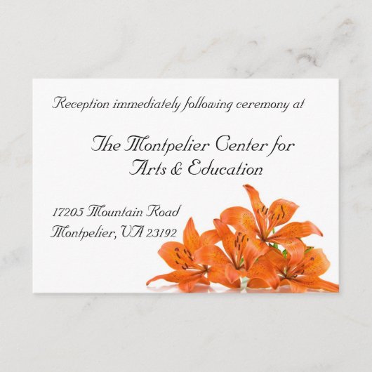 Orange Lily Empfang Card Begleitkarte (Vorderseite)