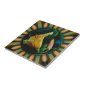 Orange Lily Floral Abstrakt Art Tile Fliese (Seite)