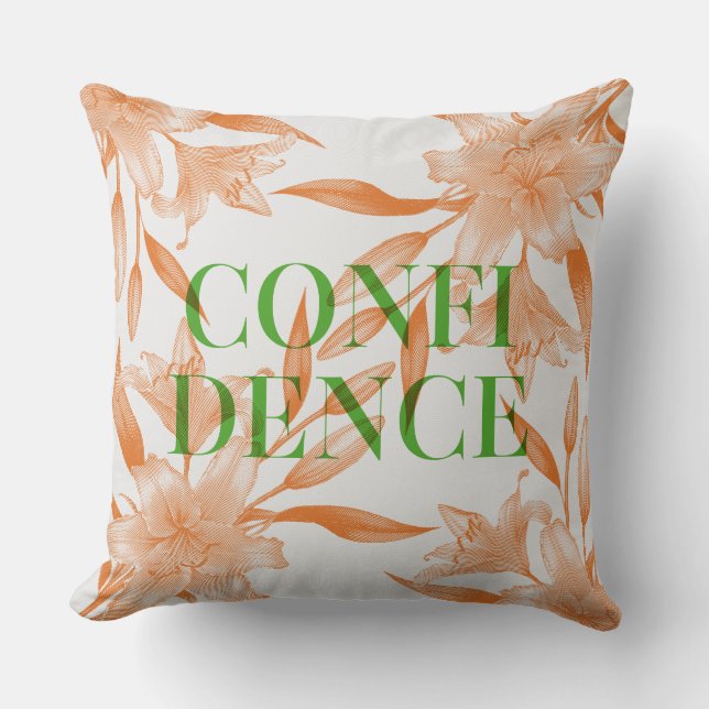 ORANGE LILY FLORAL MESSAGE Throw Kissen (Vorderseite)