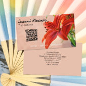 Orange Lily Foto Custom QR Code Yoga Instructor Visitenkarte